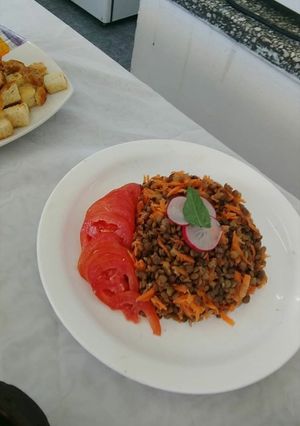 Una foto de Ensalada tibia de lentejas