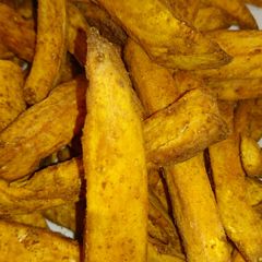 Air Fried Coriander Chunky Sweet Potato Chips A picture of Air Fried Coriander Chunky Sweet Potato Chips.