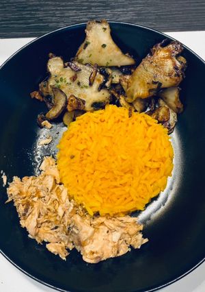 Une photo de Saumon Riz et Topinambours
