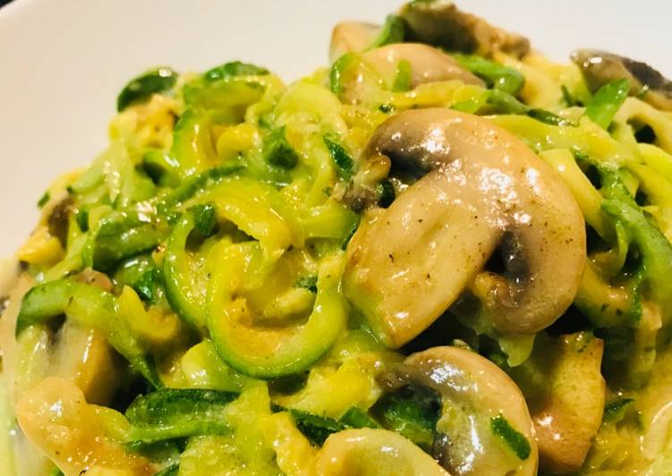 Simple Way to Prepare Perfect Creamy zucchini noodles and mushroom