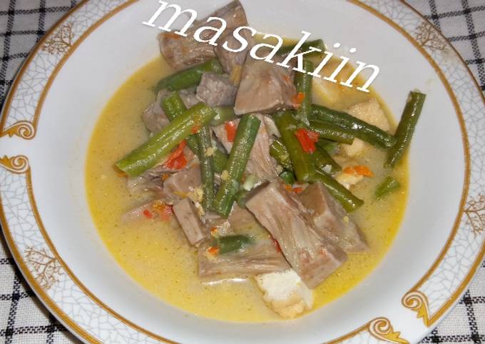 Resep: Sayur nangka mix kacang panjang,tahu,daging sapi😋 Enak