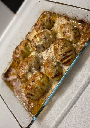 Φωτογραφία της συνταγής Πατάτες hasselback με τυριά στον φούρνο 😋😋😋