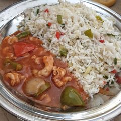 Prawn Shashlik best with Fried Rice A picture of Prawn Shashlik best with Fried Rice.