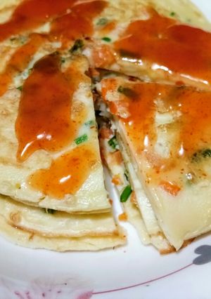 รูปของ แพนเค้กไข่เจียวราดซอส