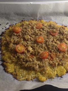 Una foto de Pizza de coliflor con carne picada de pollo