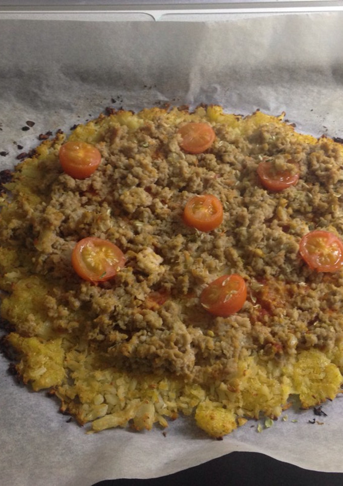 Una foto de Pizza de coliflor con carne picada de pollo