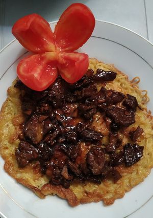 Foto resep Pizza Mie Saus Sapi Lada Hitam