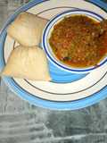 White moimoi and pepper sauce
