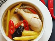A picture of seafood soup base