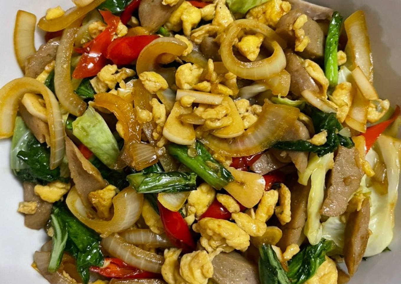 Tumis Bakso Telur Sayur