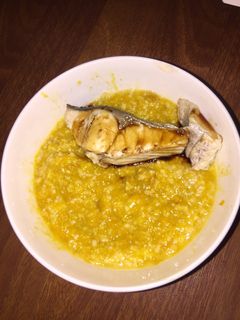 Hình của món Cháo bí đỏ cá trắm- eat clean.