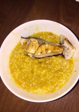 Hình của món Cháo bí đỏ cá trắm- eat clean.
