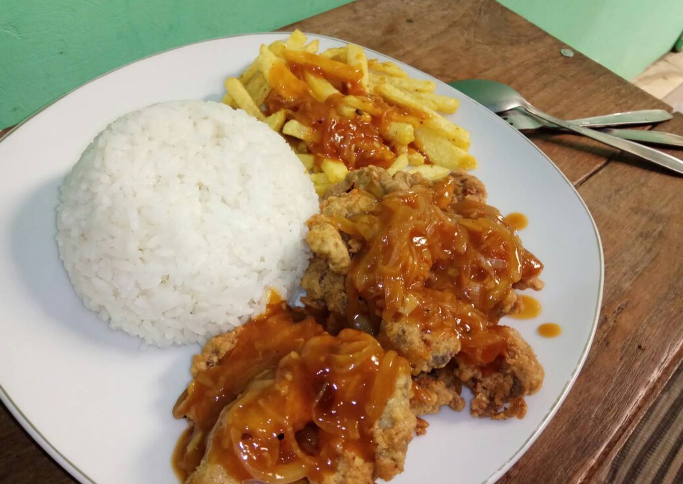 Steak Daging Sapi dengan Nasi