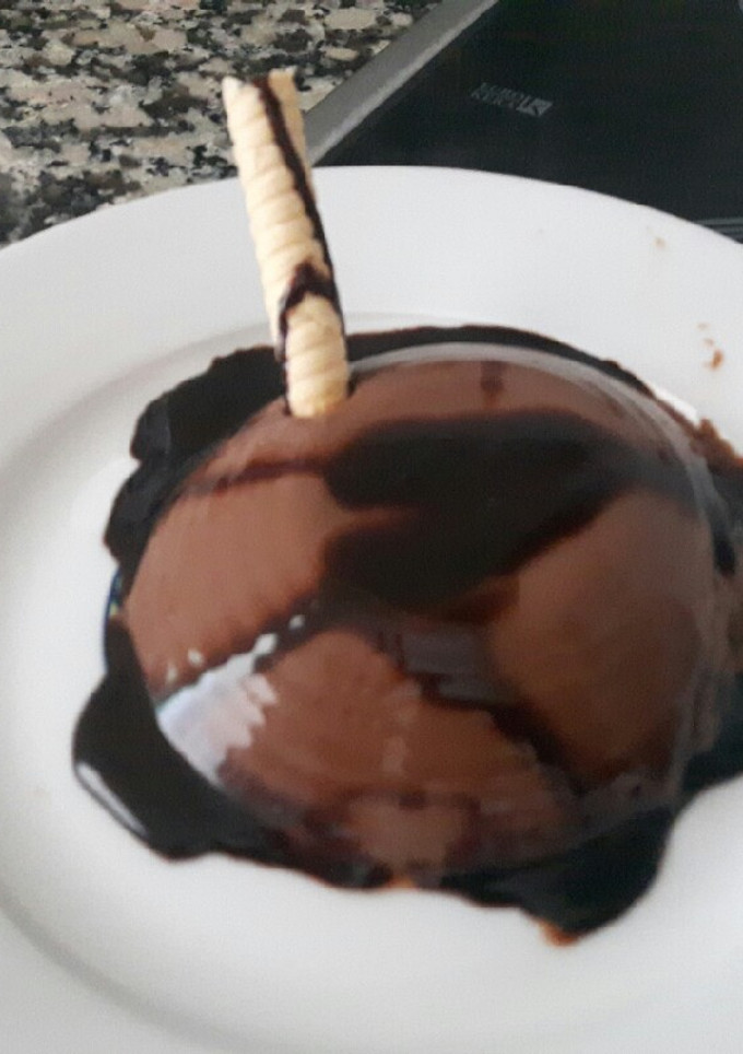 Una foto de Flan de chocolate