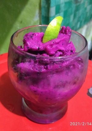Foto resep Es sorbet buah naga merah