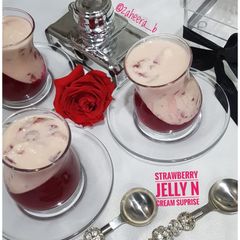 Strawberry jelly and cream suprise. #sahdessert A picture of Strawberry jelly and cream suprise. #sahdessert.