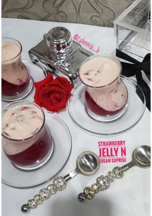 A picture of Strawberry jelly and cream suprise. #sahdessert.
