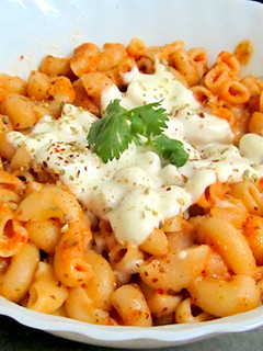 A picture of Quick Macaroni in Mexican sauce.