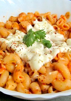 A picture of Quick Macaroni in Mexican sauce.
