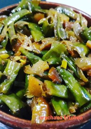 A picture of Yardlong beans and carrot ki spicy sabji.