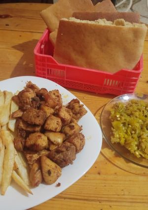 صورة لوصفة فريت (بطاطا مقلية) ودجاج