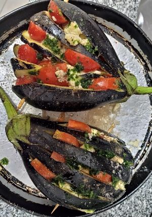 Una foto de Berenjena rellena