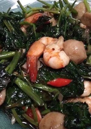 Foto resep Cah kangkung udang
