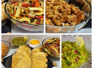Una foto de 🌮🌶️ Tacos🌶️ 🌮 De pollo picantito con vegetales salteados, guacamole y cheddar