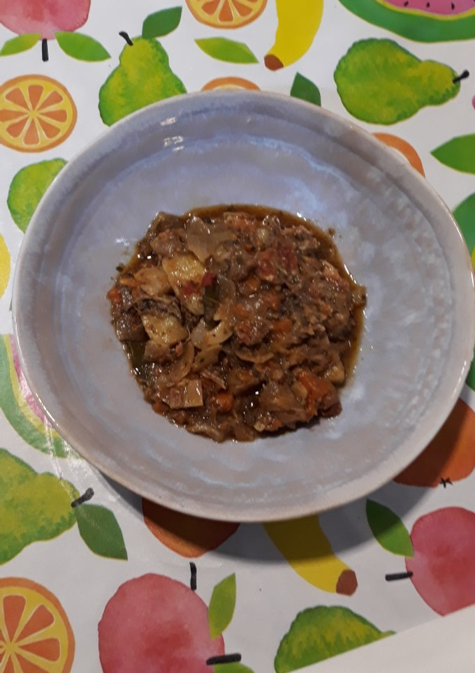 Una foto de Trinxat de verduras con sardina de casco