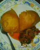 Moi-moi with pepper and spring onion sauce