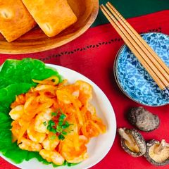 A picture of Delicious with Shiitake Powder! Spicy Shrimp Stir Fry.