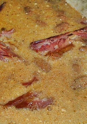 Babfőzelék füstölt sertésoldalassal recept fotója