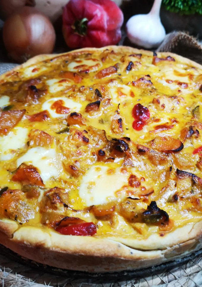 Una foto de TARTA DE POLLO Y VERDURAS GRILLADAS ♥️