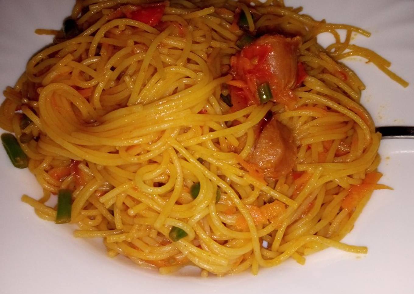 Fried Spaghetti with Sausage