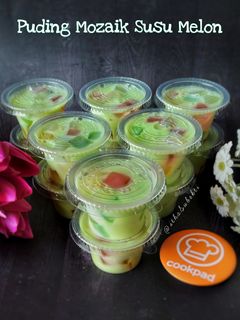 Foto resep Puding Mozaik Susu Melon