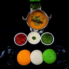 A picture of Tricolour Idli.
