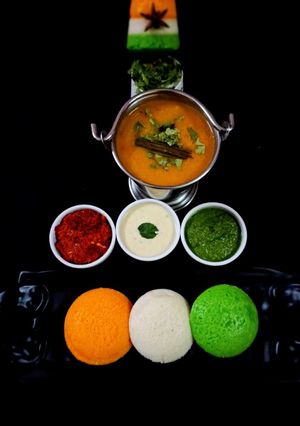 A picture of Tricolour Idli.