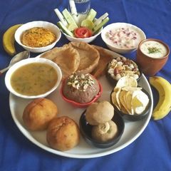 A picture of Falahari Bafla - Bati platter.