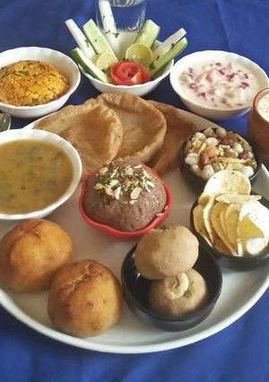A picture of Falahari Bafla - Bati platter.