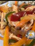 Pollo desmechado con vegetales