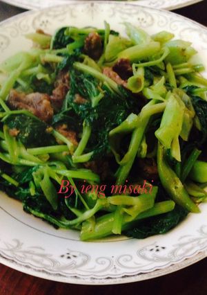 Foto resep Ca kangkung trasi daging sapi