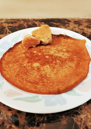 A picture of Whole wheat Jaggery Pancakes.