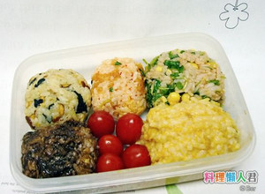 夏日冷便當～甘甜鹹嗆辣五味丸飯糰 的食譜成品照片