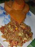 Moi moi with vegetables sauce