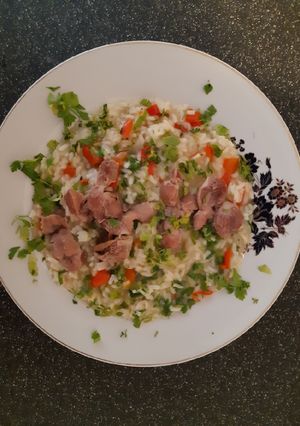 O poză a rețetei Orez cu legume și pipote de pui.
