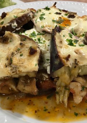Csirkés gyros-szal rakott padlizsán recept fotója