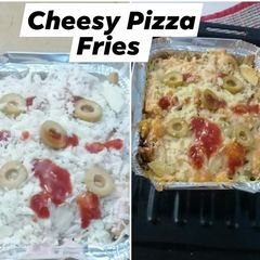 Bbq cheesy pizza fries A picture of Bbq cheesy pizza fries.