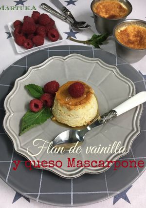 Una foto de Flan de vainilla y queso Mascarpone