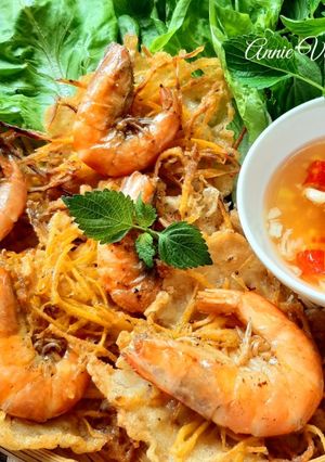 Hình của món Bánh tôm khoai lang.