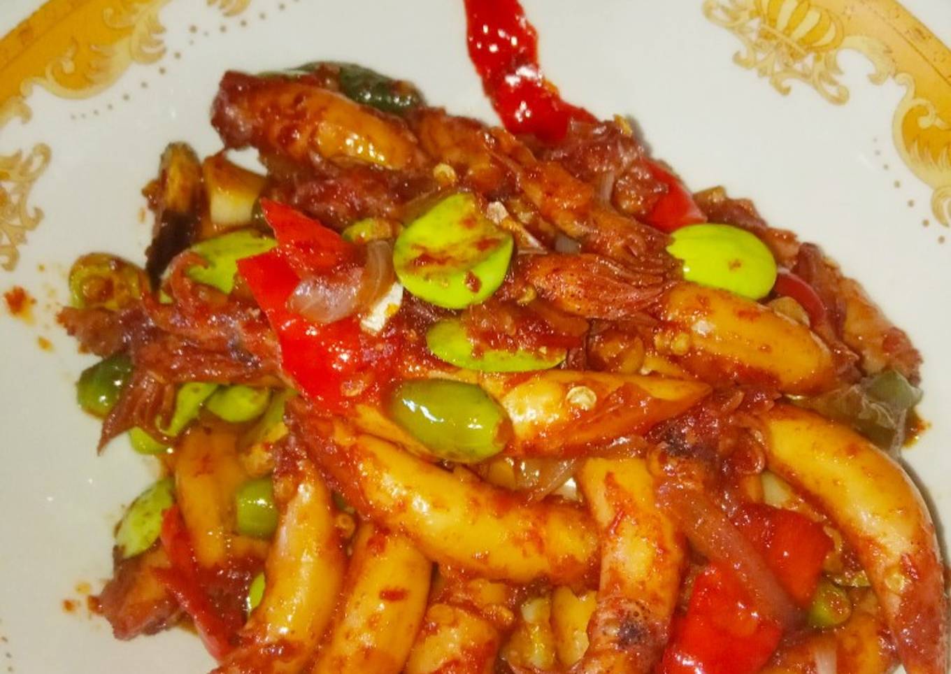 Baby cumi petai rica rica setan
